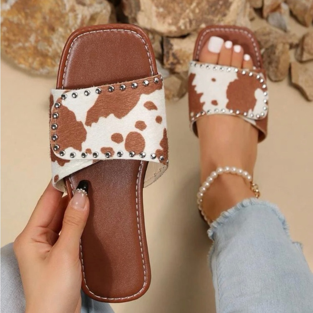 Cow Print Sandals
